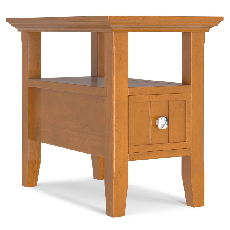 WYNDENHALL Normandy 14 inch Wide Solid Wood Transitional Narrow Side Table with Drawer - 24" D x 14" W x 20" H