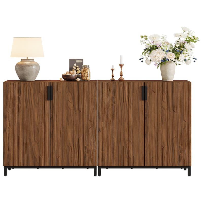 59" Sideboard Buffet Cabinet, Fluted Modern Buffet Table