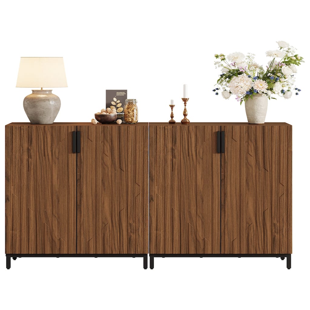 Fluted Sideboard Buffet Cabinet, 59" Modern Buffet Table