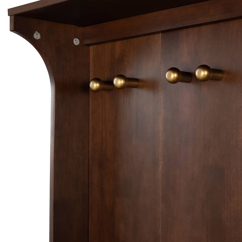 SAFAVIEH COUTURE Pitta Wood 1 Drawer Hall Tree - 28"W x 16"D x 70"H