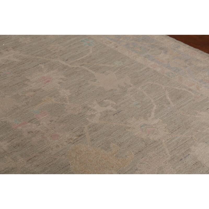 Earth Tone Oushak Vegetable Dye Turkish Rug Hand-Knotted Wool Carpet - 6'1"x 8'8"