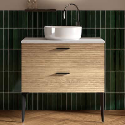 CITTANEO Emilia 30'' Modern Freestanding Bathroom Vanity with Vessel Sink