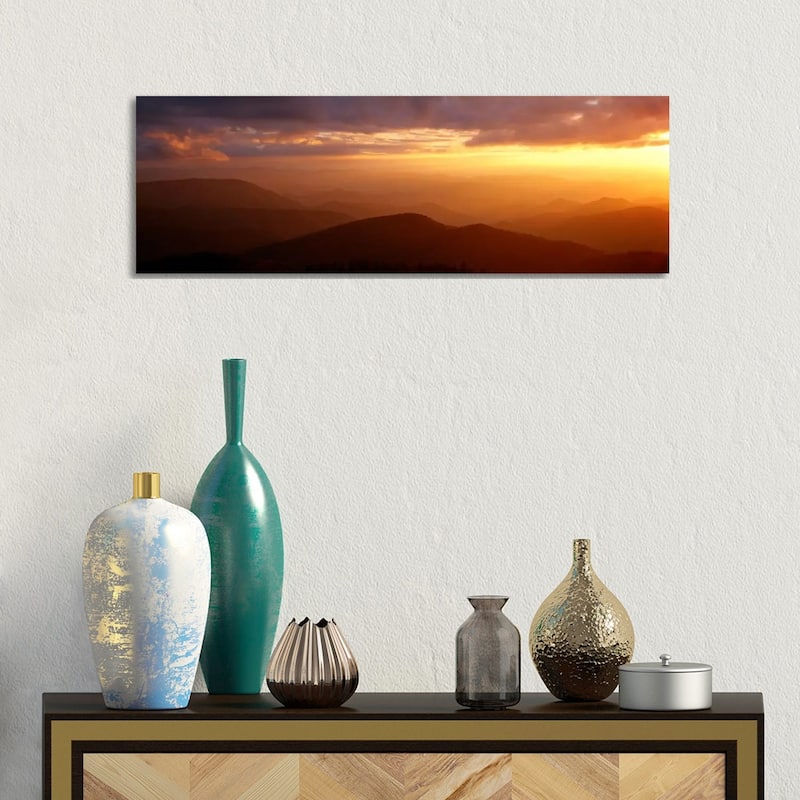 iCanvas "MountainsSunset, Blue Ridge Parkway, Great Smoky Mountains, North Carolina, USA" by Panoramic Images Canvas Print - 12x36x1.5