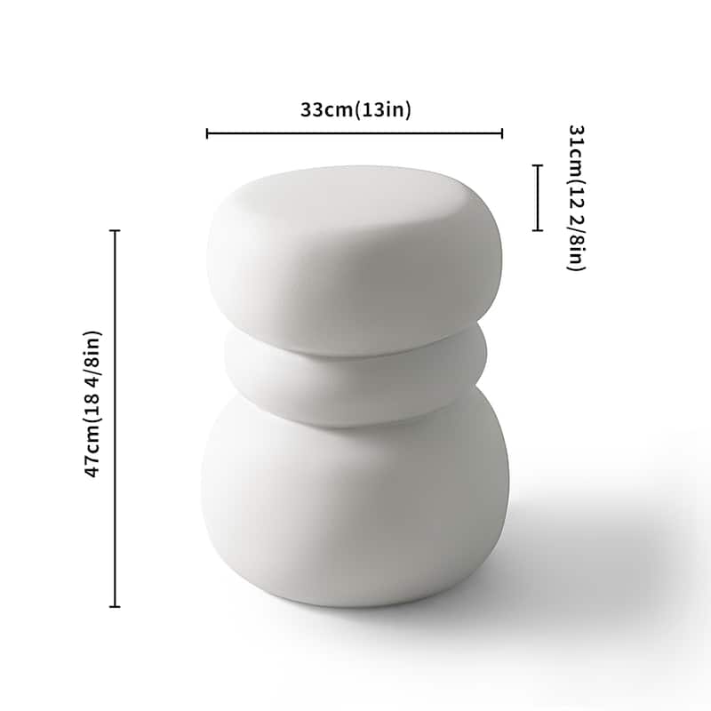 Round Stone Side Table End Table