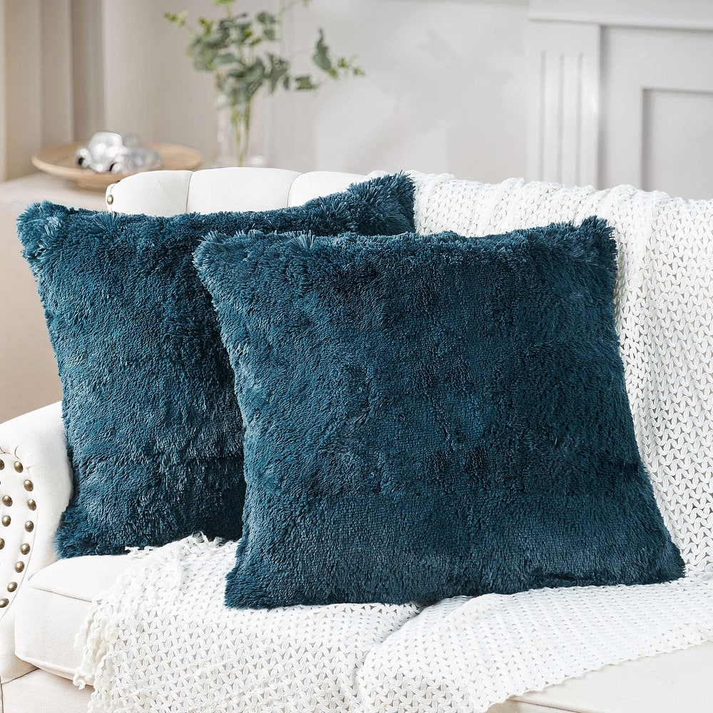 Halsted Shaggy FauxFur Decorative Throw Pillow Cover Set, NO INSERT
