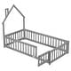 preview thumbnail 29 of 109, Twin/Full Montessori Toddler Floor Bed Frame, Modern House-Shaped Bed Frame with Fence and Full-Length Guardrails for Girls Boys
