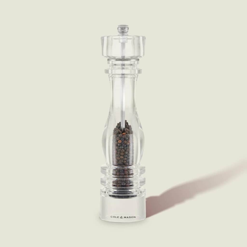 Cole & Mason London Acrylic Pepper Mill with Adjustable Grind 11.75"