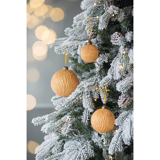 D3.9" Christmas Ball Ornaments, Glass Decorative Hanging Ball Christmas Tree Ornaments for Holiday, Set of 6