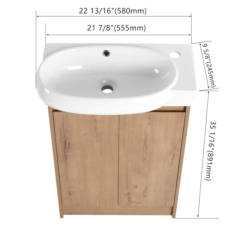 Bathroom Vanity With Sink In 16/18/23 Inch, Floating/Freestanding Bathroom Vanity With Soft Close Door