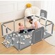 preview thumbnail 2 of 6, Infant 71"x48" 4-Panel Baby Playpen Foldable Playard with Basketball Hoop Grey