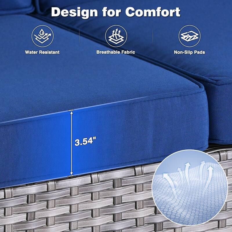 OVIOS 9-piece Patio Wicker Swivel Rocking Chair Set With Fire Pit