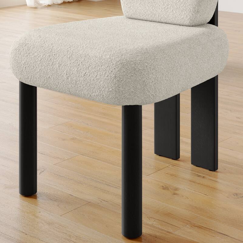 Corvus Delhi Teddy Fabric Upholstery Dining Chairs with Wood Legs (Set of 2)