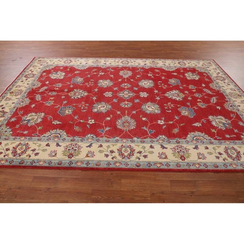 Red Oushak Oriental Area Rug Handmade Wool Carpet - 6'7" x 9'8"