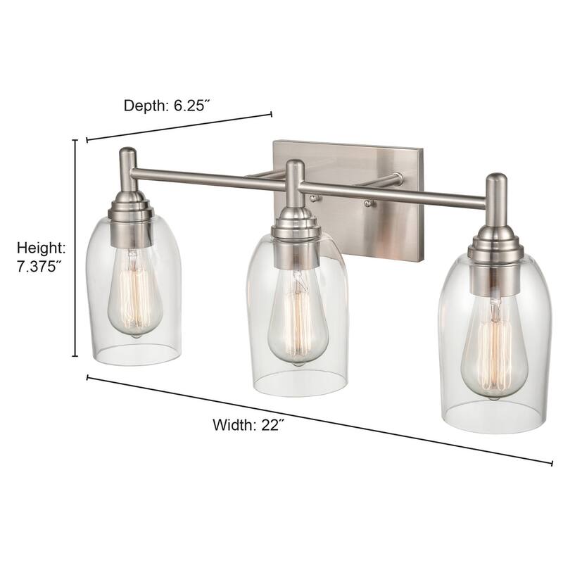 Millennium Lighting Arlett 3 Light Vanity fixture in Multiple Finishes with Clear Glass Shades