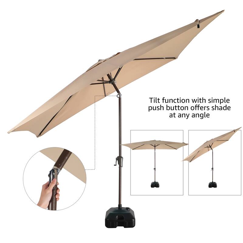 10' x 6.5' Patio Rectangular Market Umbrella with Crank and Tilt