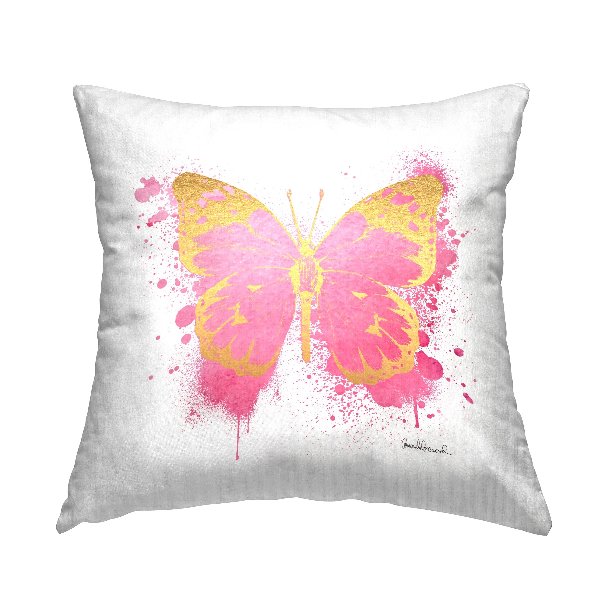 Pink butterfly pillow deals
