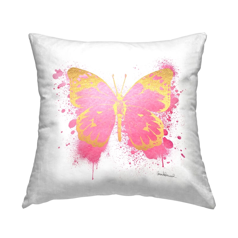 Stupell Vivid Pink Butterfly Shape Printed Throw Pillow Design by Amanda Greenwood