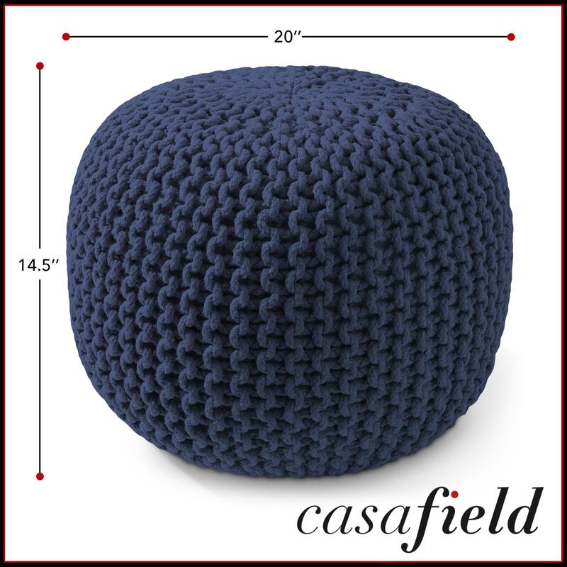 Cotton Pouf Ottomans Knit Foot Stool Pouffes for Living Room
