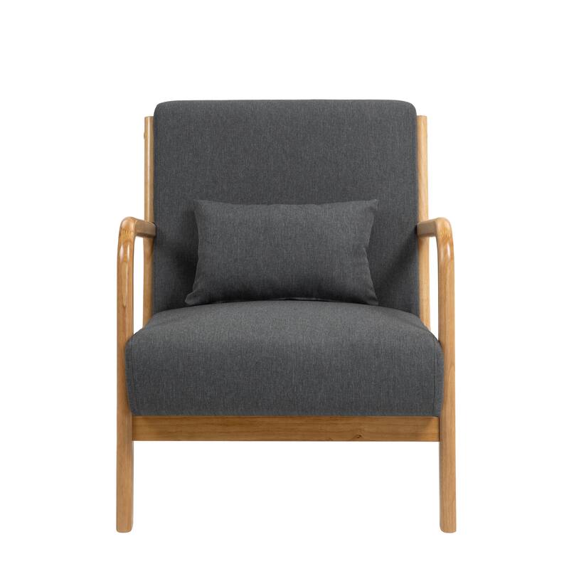 Mid-Century Modern Upholstered Accent Chair with Wood Frame