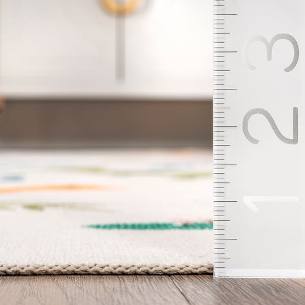 dimension image slide 0 of 2, Nuloom Pavani Dinosaur SplashGuard Machine Washable Kids Area Rug