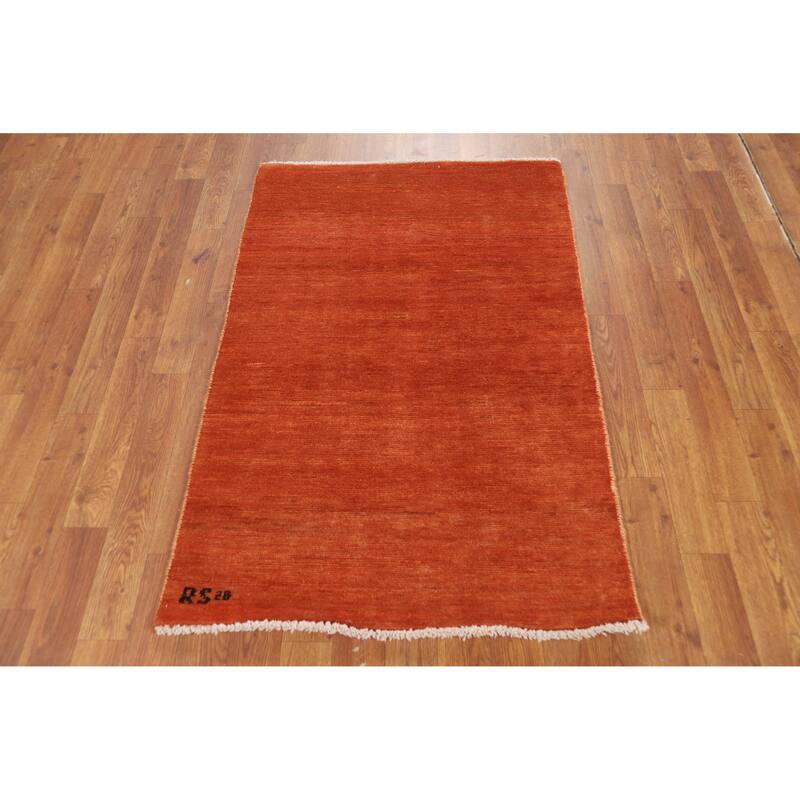Gabbeh Oriental Foyer Rug Orange Handmade Wool Carpet - 2'7"x 4'1"