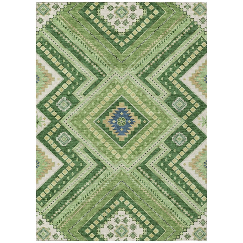 Machine Washable Indoor/ Outdoor Global Boho Chantille Rug