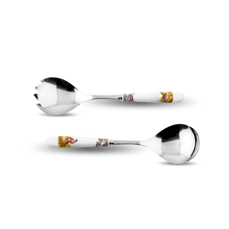 Spode Woodland Set of 2 Salad Servers - 10" - 10" - Assorted Motifs