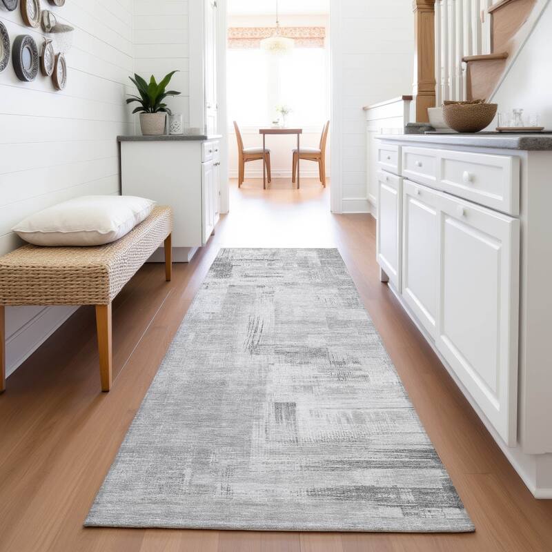 Premium Washable Super Soft Abstract Glam Mayfield Rug - Gray - 2'3" x 7'6"