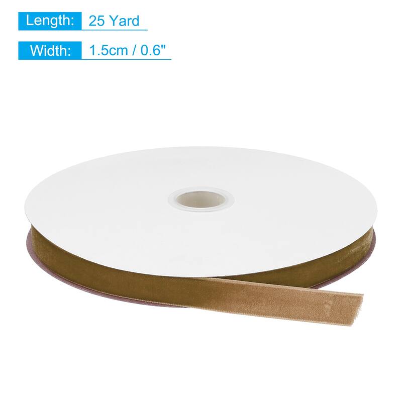 Velvet Ribbon 1 1/2 Inch Single Face Spool Silky for DIY Crafts - Coffee Color - 5/8 Inch x 25 Yard