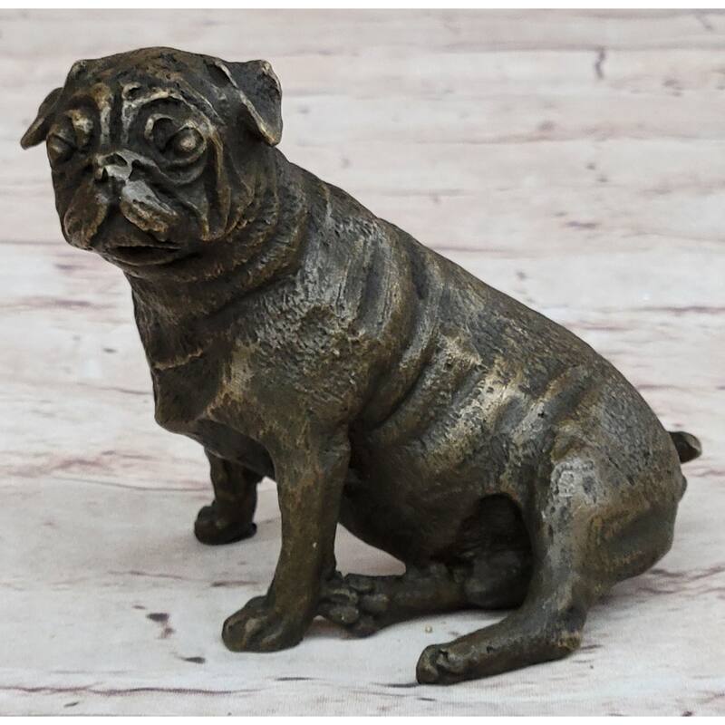 Pug Imitative Dog Bronze Miniature Statue Sculpture Figure Original Art 4 Inches X 4 Inches
