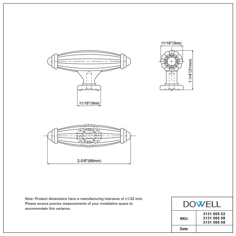 Dowell Series 3131 Handles (65mm/2.6"CTC), 10 Pack