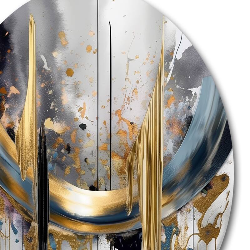 Designart "Shapes And Lines Abstract Marble III" Abstract Marble Metal Round Wall Art