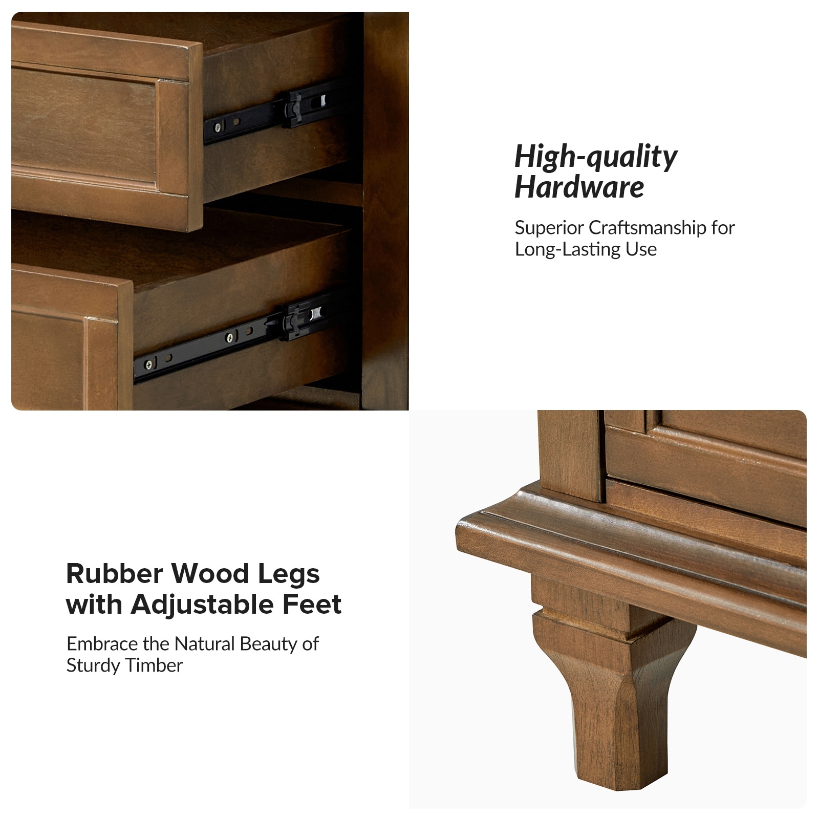 Muriel Farmhouse 3 Drawers Nightstand with Built-In Outlets Set of 2 by HULALA HOME