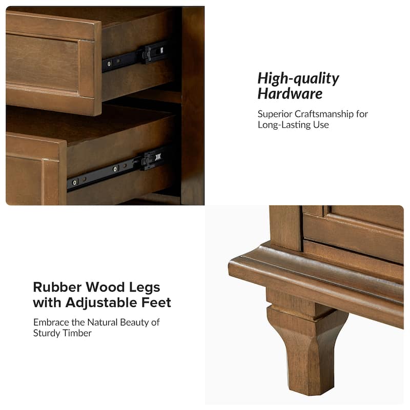 Muriel Farmhouse 3 Drawers Nightstand with Built-In Outlets Set of 2 by HULALA HOME