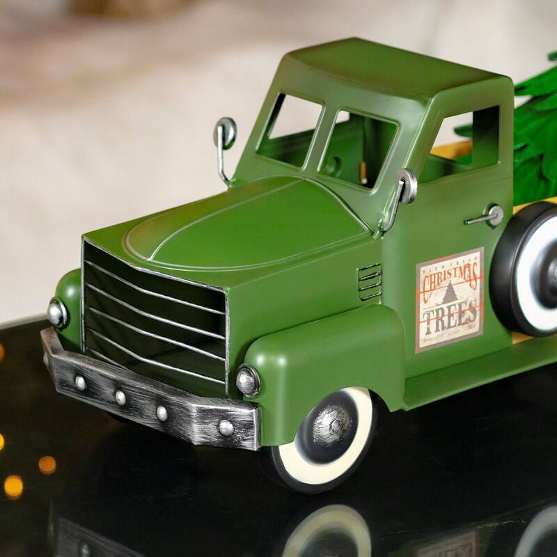 Small Truck with Christmas Tree in Green