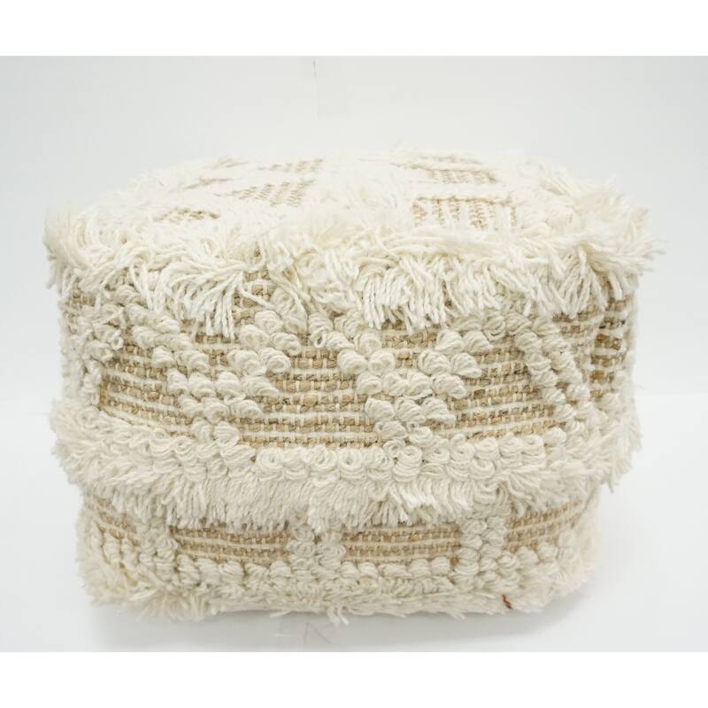 Home&Manor Wool Cotton Euler Pouf