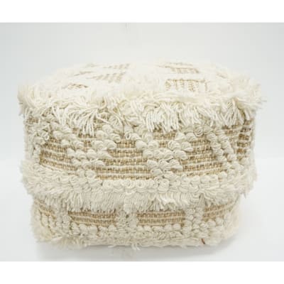 Home&Manor Wool Cotton Euler Pouf
