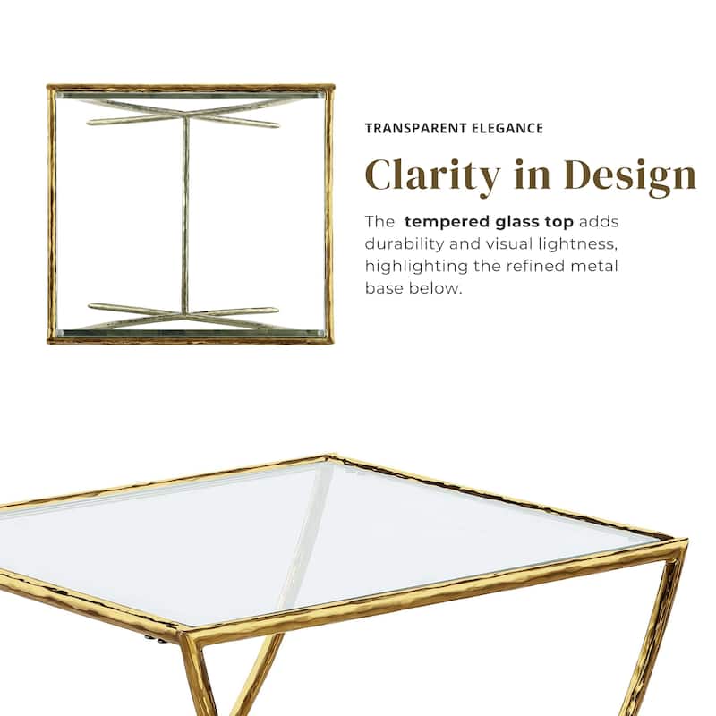 Furniture of America Zayen Modern Hammered Metal Accent Side Table