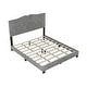 preview thumbnail 26 of 40, Queen Size Velvet Platform Bed with Tufted Headboard and Rivet Design