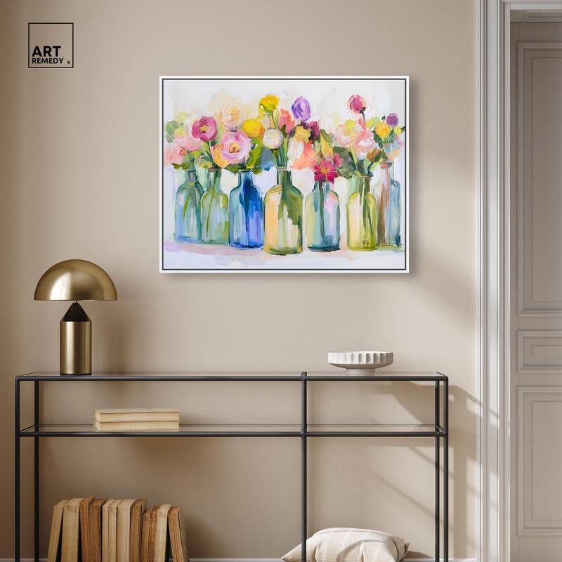 Bottles and Blooms Canvas by Art Remedy