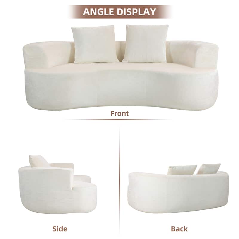 XINMICS 78.74'' Modern Sectional Sofa, 2-Seater Chenille Sofa with 2 Pillows, U-Shape Foam Sofa No Assembly Required