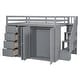 preview thumbnail 30 of 38, Full Size Wood Loft Bed With Built-in Wardrobes, Cabinets and Drawers for Bedroom