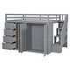 preview thumbnail 10 of 18, Gray Full Size Wood Loft Bed With Built-in Wardrobes, Cabinets and Drawers for Bedroom