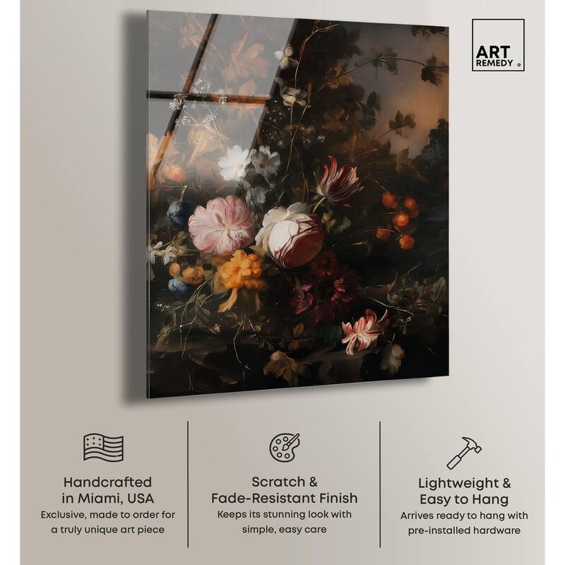 Shadowed Petal Secrets I Acrylic by Art Remedy, Ready to Hang