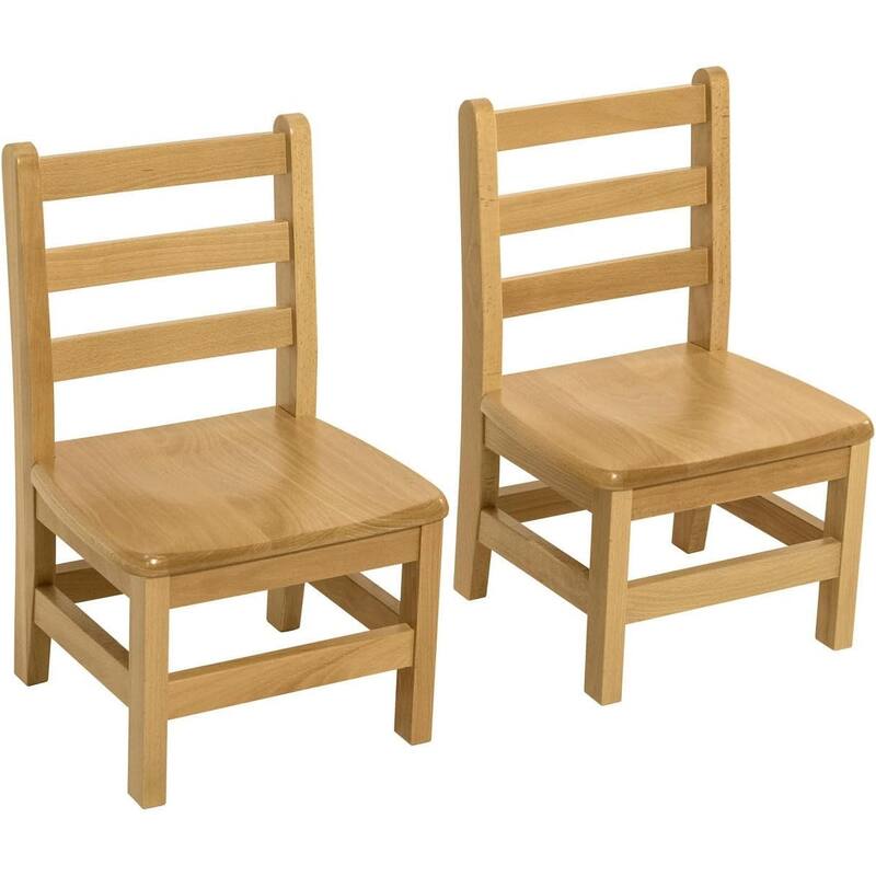 RRI Goods Ladderback Kids Chair, Classroom Seating Toddler Fully Assembled Beechwood Chair Set of 2 - Seat Height - 13"