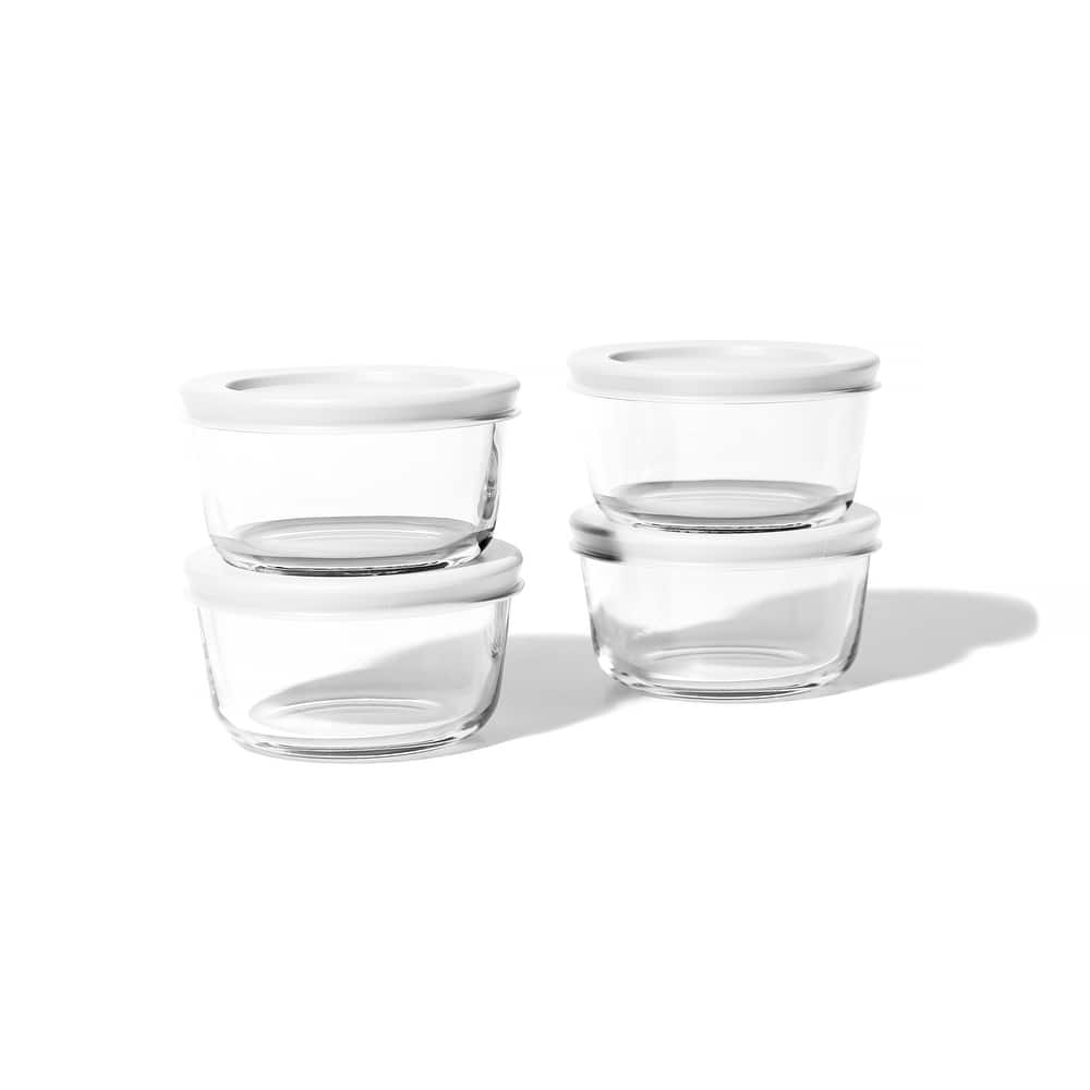 Glass Food Storage Containers Set - Round, 1-Cup (8oz) BPA-Free, Microwave & Oven Safe, Airtight Lids