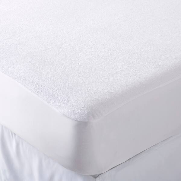 Premium Waterproof Cotton Terry Mattress Protector White Bed Bath