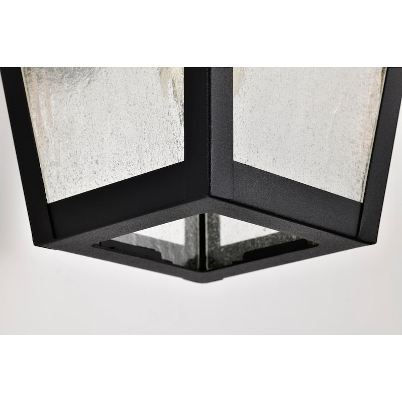 Lawrence 1 Light Small Wall Lantern Matte Black with Clear Seeded Glass