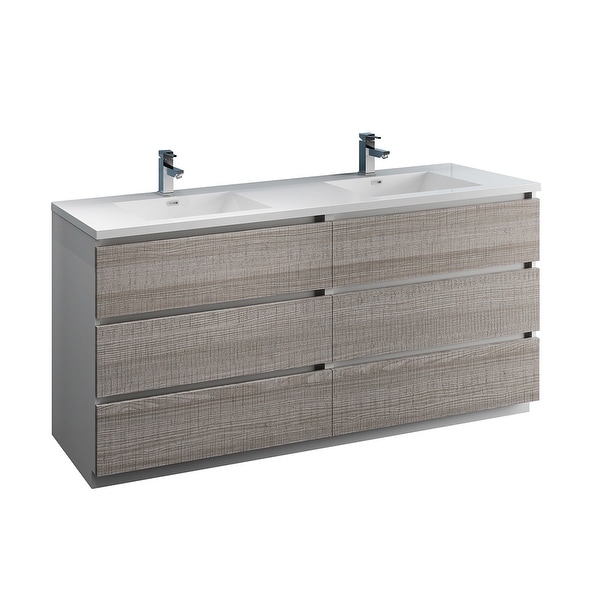 Fresca FCB93-3636-D-I Senza 72" Free Standing Double Basin Vanity Set with MDF Cabinet and Acrylic Vanity Top