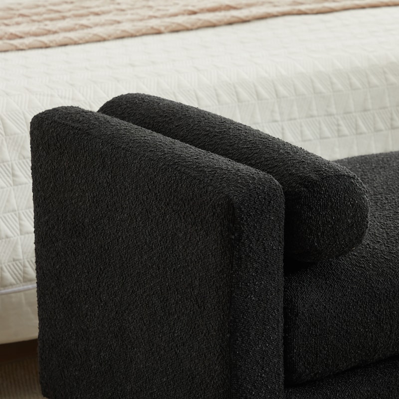Bedroom Bench with Pillows and Solid Wood Legs for Living Rooms and Entryway